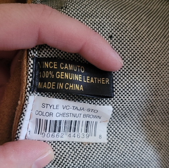 Vince Camuto tassled bag "Taja" tote chestnut brown pebbled genuine leather - Picture 8 of 15